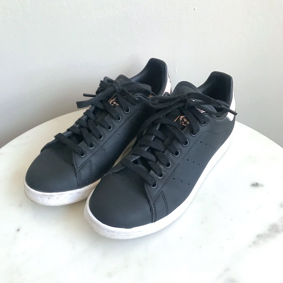 adidas Shoes - ADIDAS Pink and Black Stan Smith Sneakers - Size 8